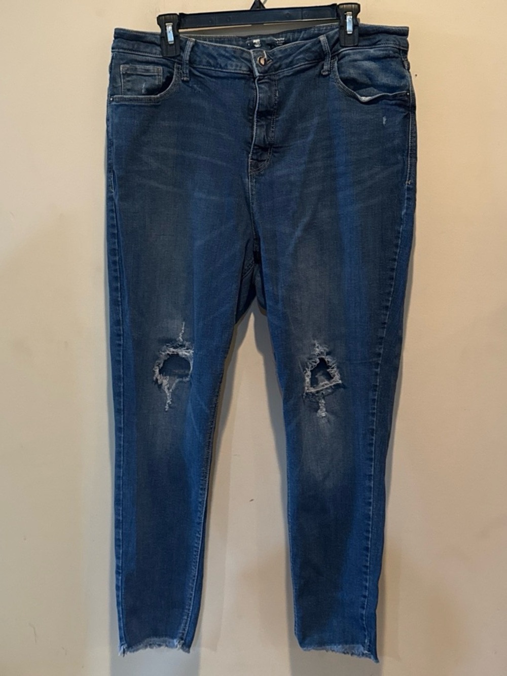 Old Navy Women's Dark Blue Ripped Skinny Jeans